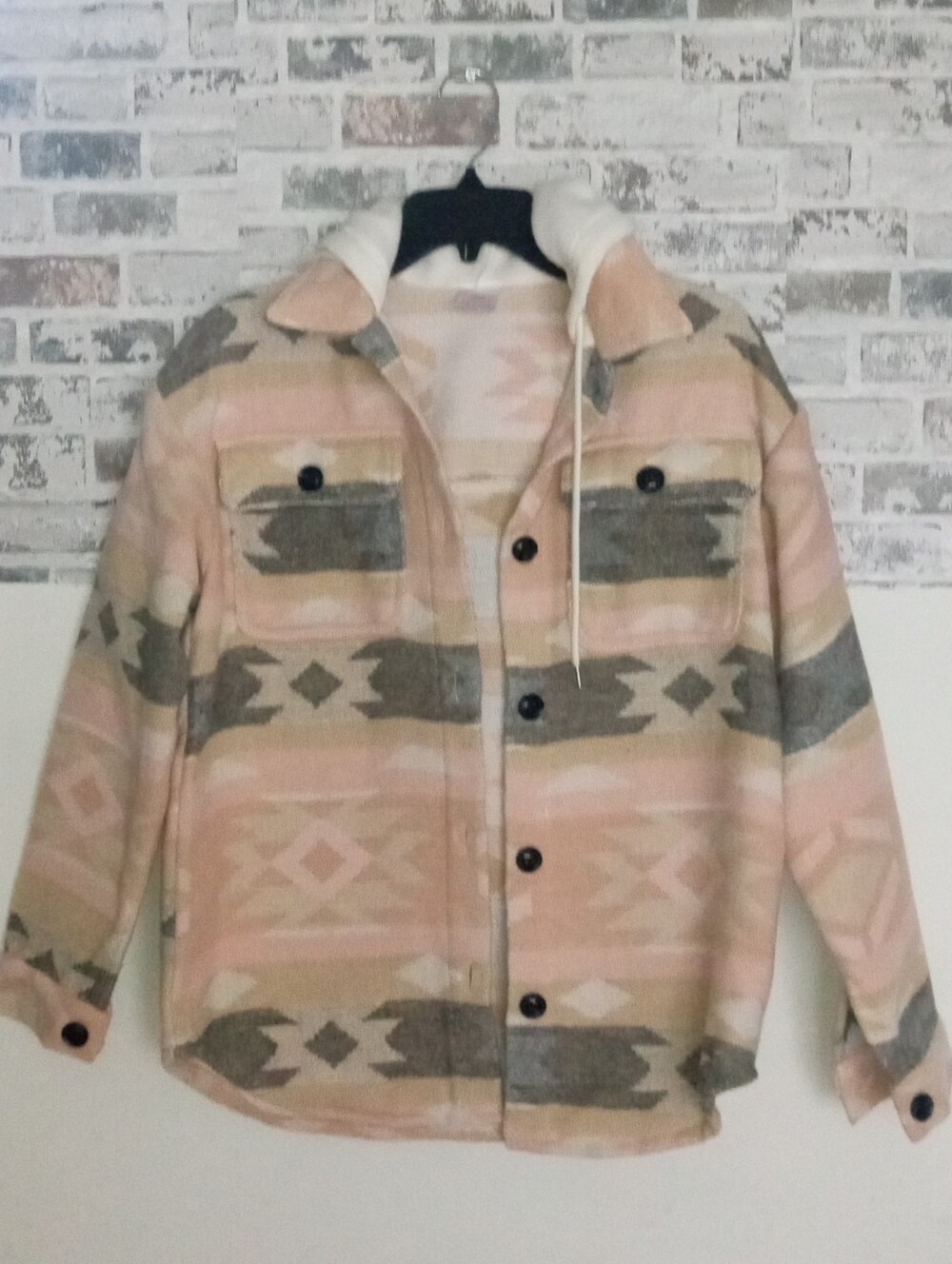 No Boundaries Pink and Beige Fleece Jacket
